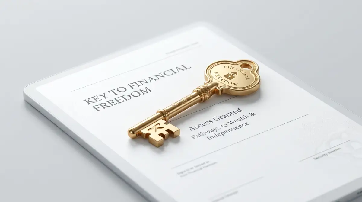 A golden key on a loan document representing the easy way to get no-collateral bank loans for debt consolidation to gain financial peace.
