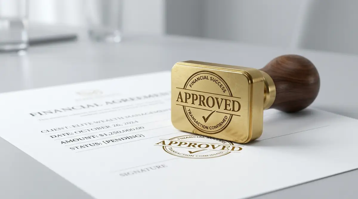 A professional setting showing a couple successfully discussing their personal loan options with a bank officer to secure an unsecured loan without collateral.